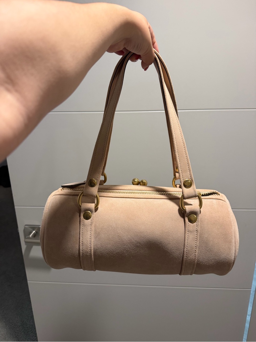 Coach Nauge Suede Kisslock Barrel - Picture 4 of 6